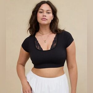 Aerie Black Ribbed Crop Top